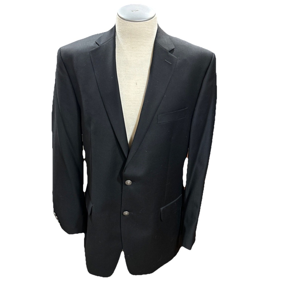 lauren ralph lauren 42L Blazer Mens Silver Crested Buttons Black Wool